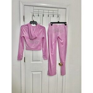 Juicy Couture Size XS Bling Velour Tracksuits Floral Bloom Pink Y2K NWT Rare